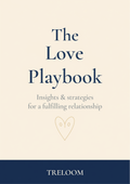 Cover of The Love Playbook by Treloom — cream and navy PDF guide to a fulfilling relationship
