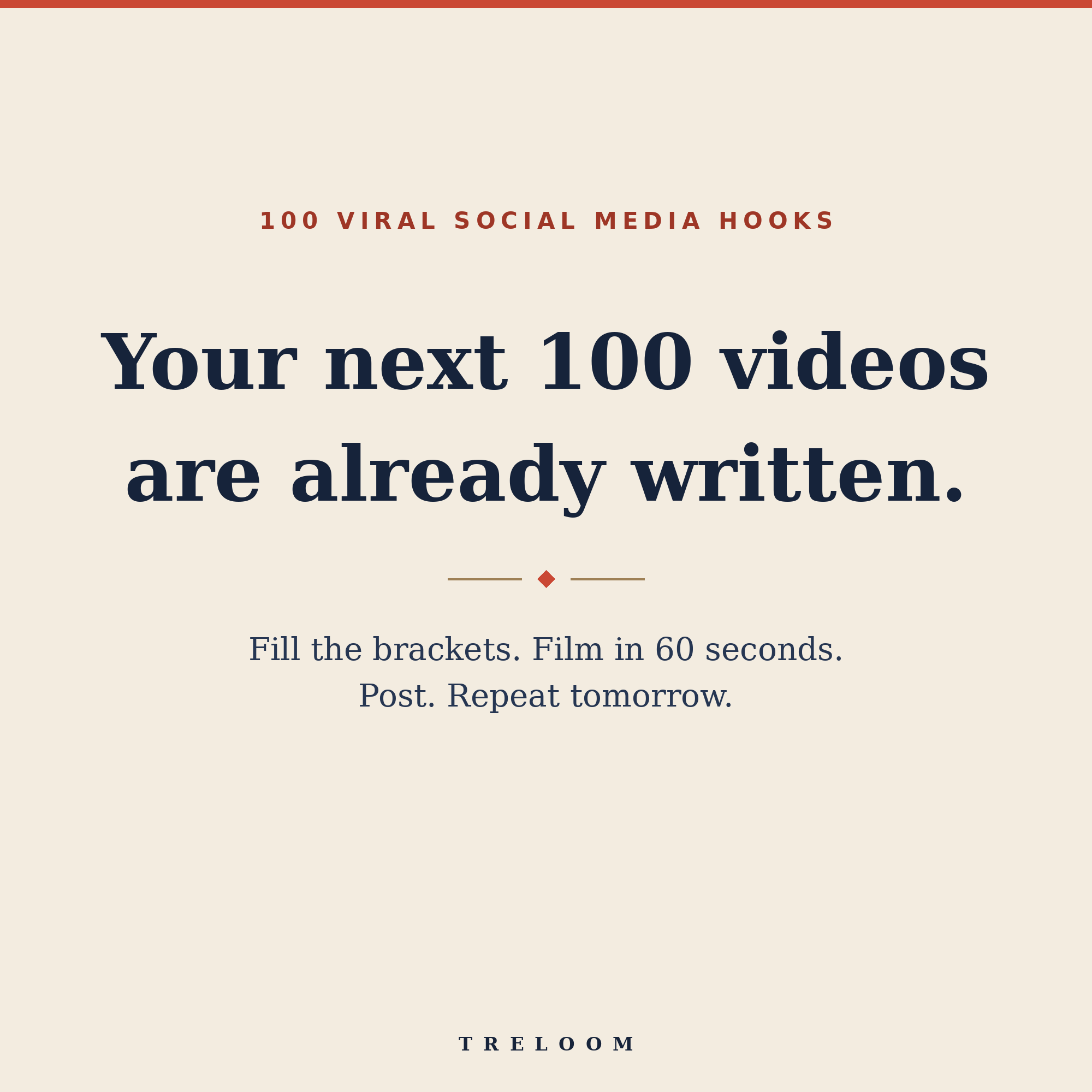 Your next 100 videos are already written — fill the brackets, film in 60 seconds, post, repeat tomorrow