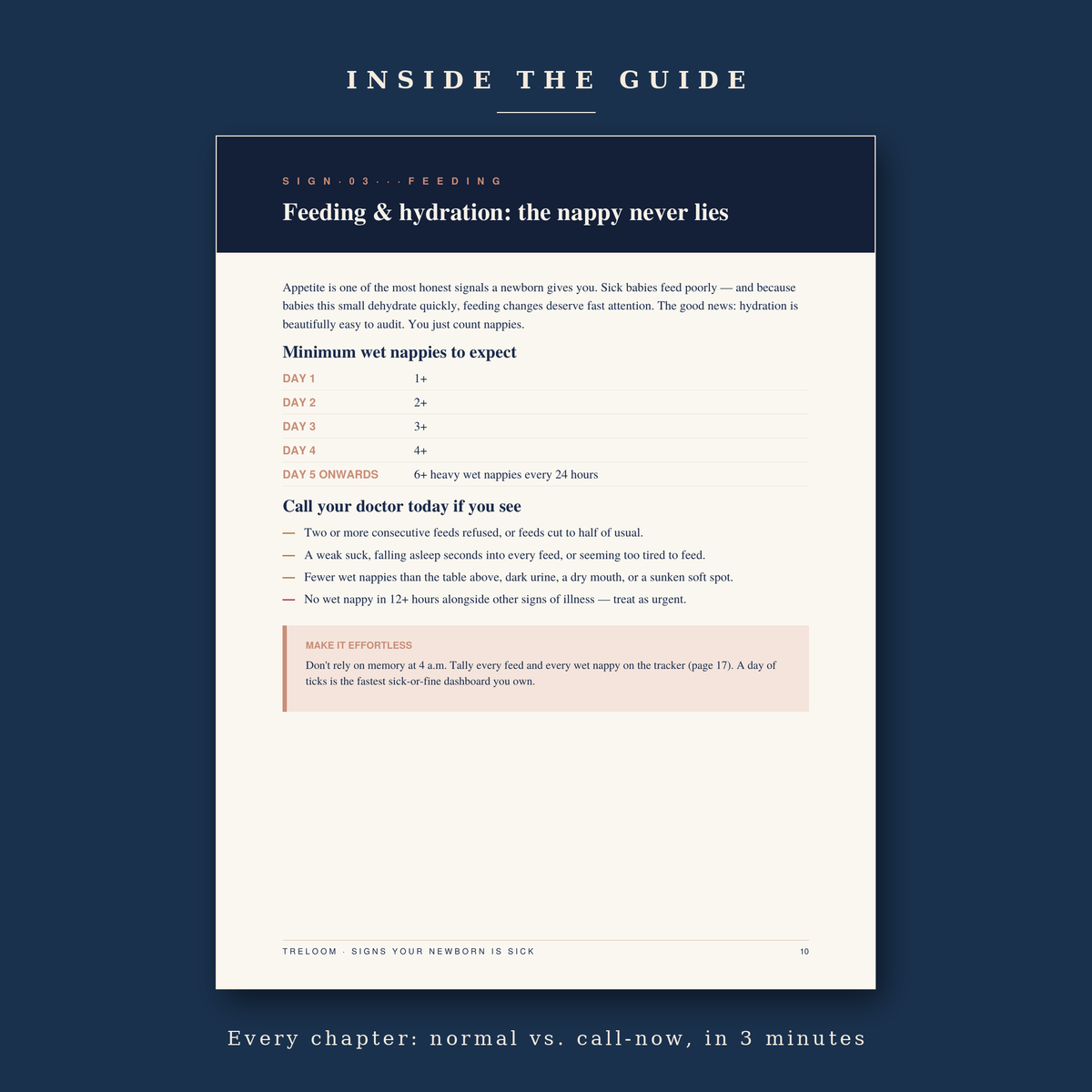 Sample chapter page from the Signs Your Newborn Is Sick PDF guide by Treloom